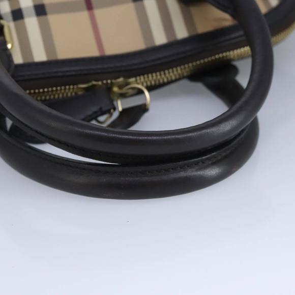 BURBERRY Nova Check Hand Bag PVC 2way Beige Gold Auth 96941 - Picture 7 of 16